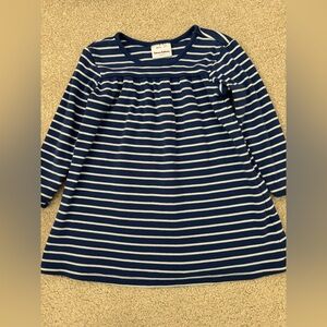 Girls Hanna Andersson blue white stripe long sleeve pullover dress size 100 (4).